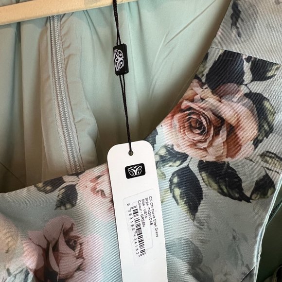 NWT Chi Chi London Plus Size Floral Midi Dress Green Size 14 - Picture 6 of 6